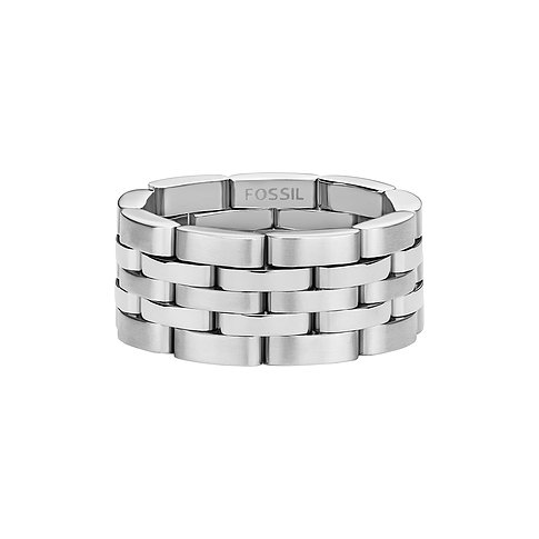 Fossil Ring aus Edelstahl mit Gliederarmband.