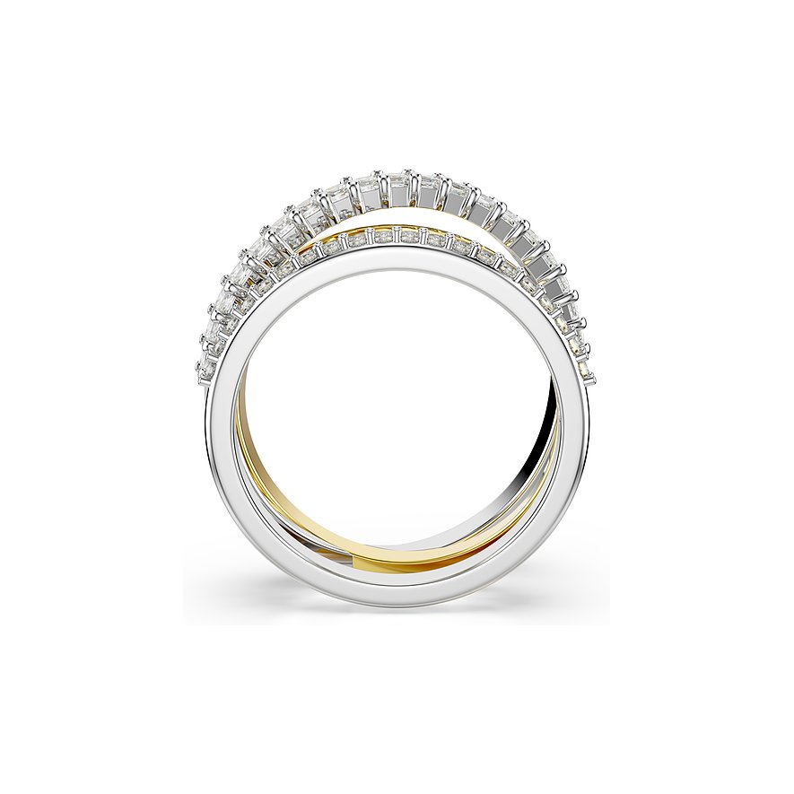 Swarovski Ring aus Metall mit weißen Kristallen, bicolor.