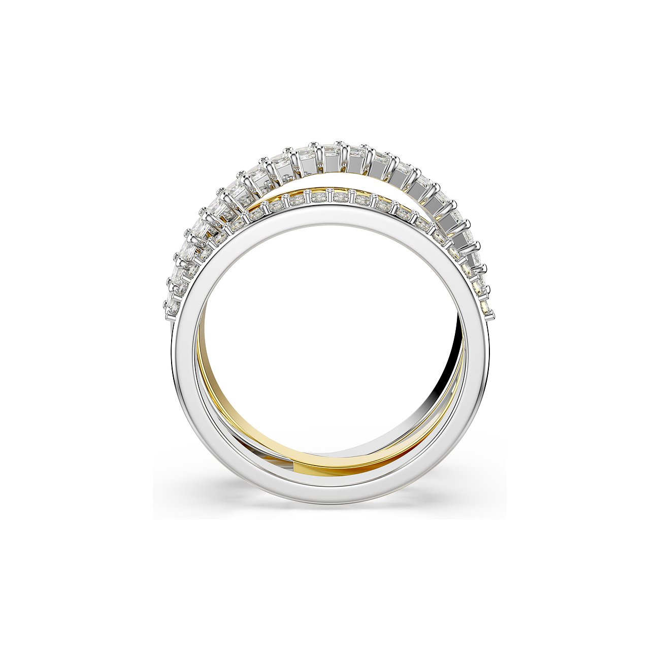 Swarovski Ring aus Metall mit weißen Kristallen, bicolor.