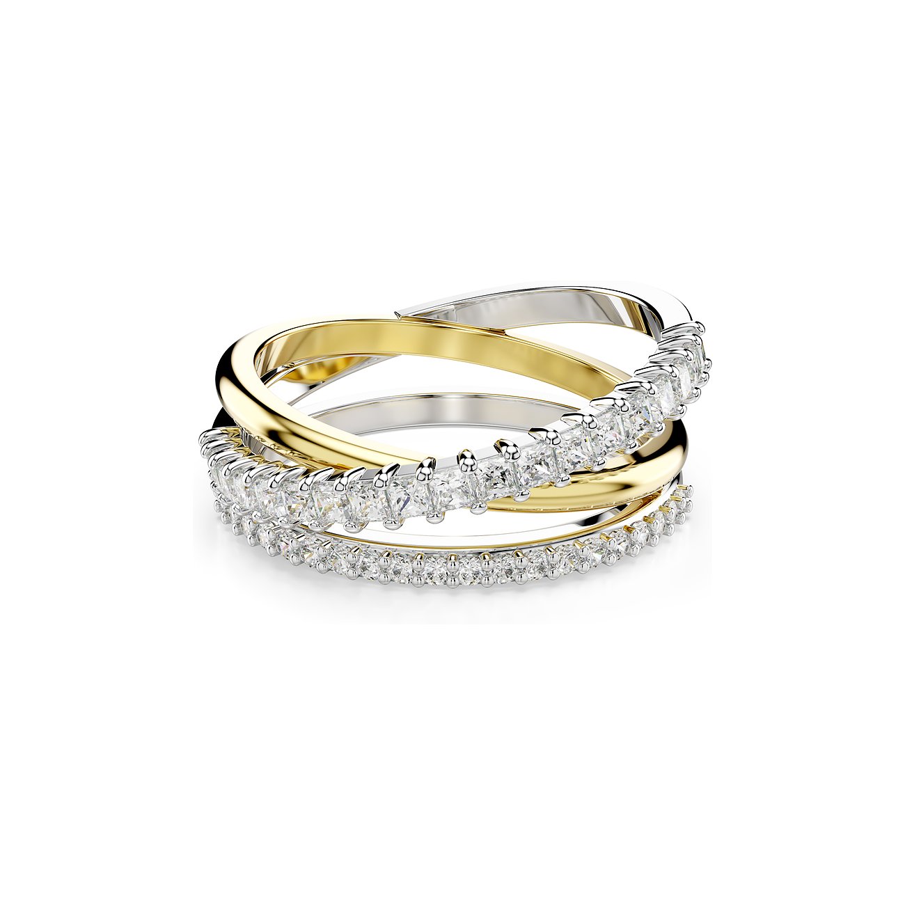 Swarovski Ring aus Metall mit weißen Kristallen, bicolor.