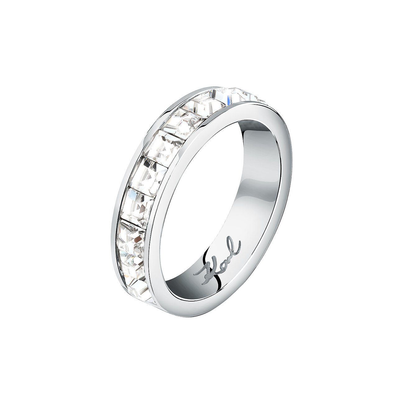 Karl Lagerfeld Ring aus Edelstahl mit Kristallen, Bandring.