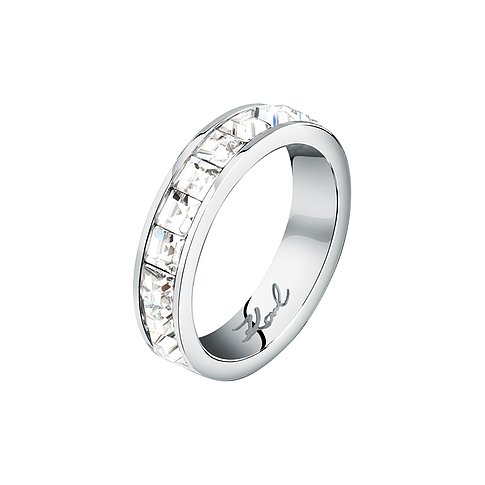 Karl Lagerfeld Ring aus Edelstahl mit Kristallen, Bandring.
