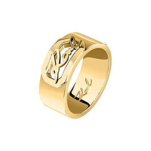 Karl Lagerfeld Ring aus Edelstahl mit Schriftzug und polierter Oberfläche.