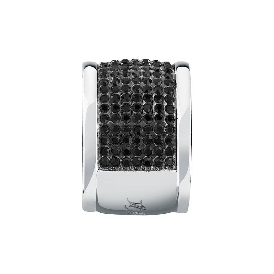Karl Lagerfeld Ring aus Edelstahl mit schwarzen Kristallen.