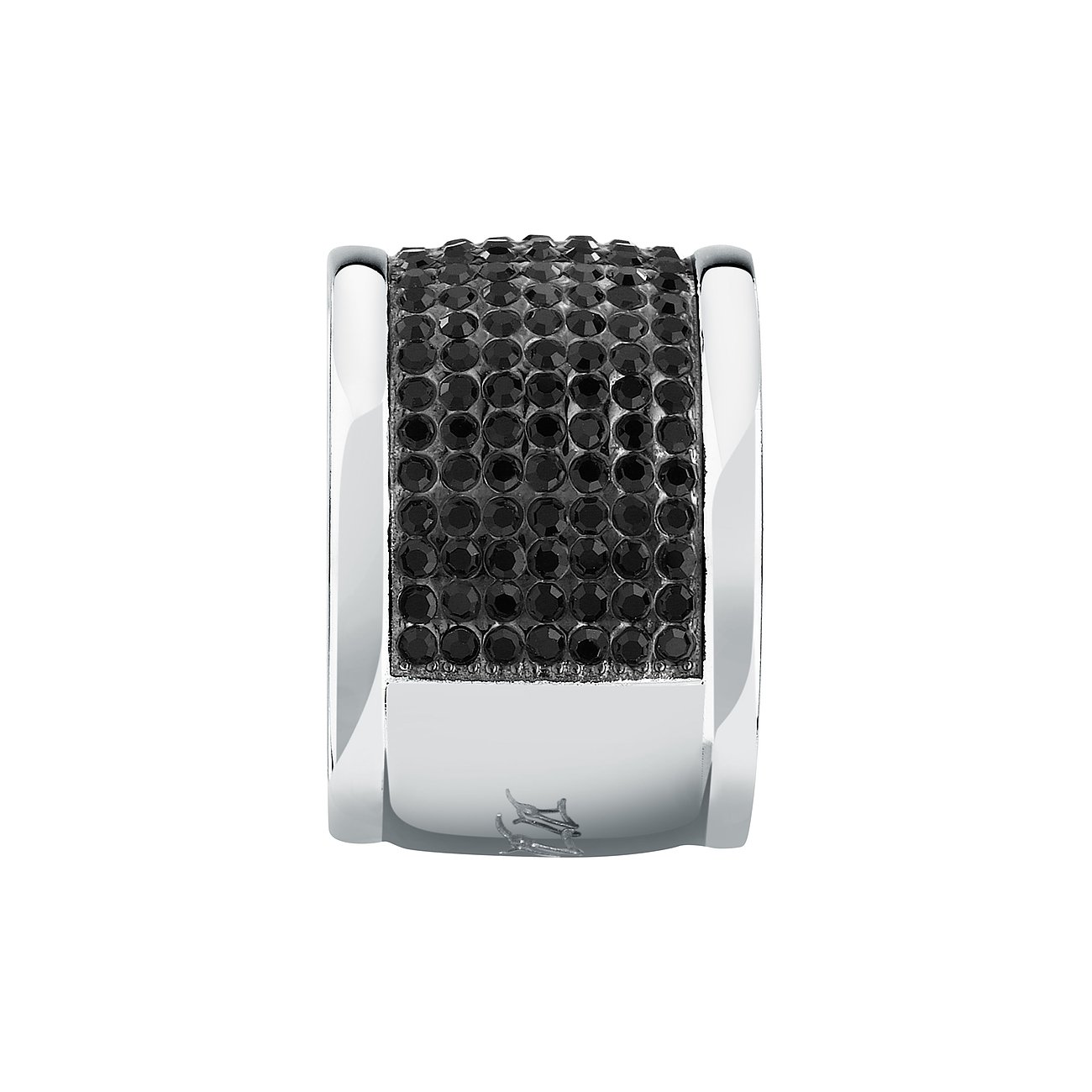 Karl Lagerfeld Ring aus Edelstahl mit schwarzen Kristallen.