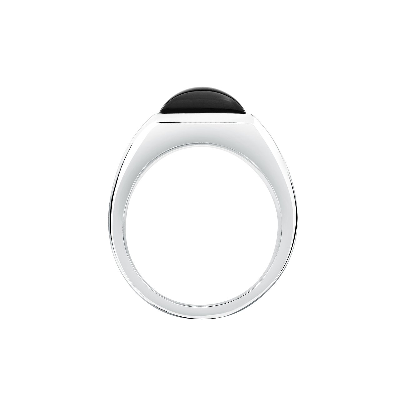 Karl Lagerfeld Ring aus Edelstahl mit schwarzem Kristall.