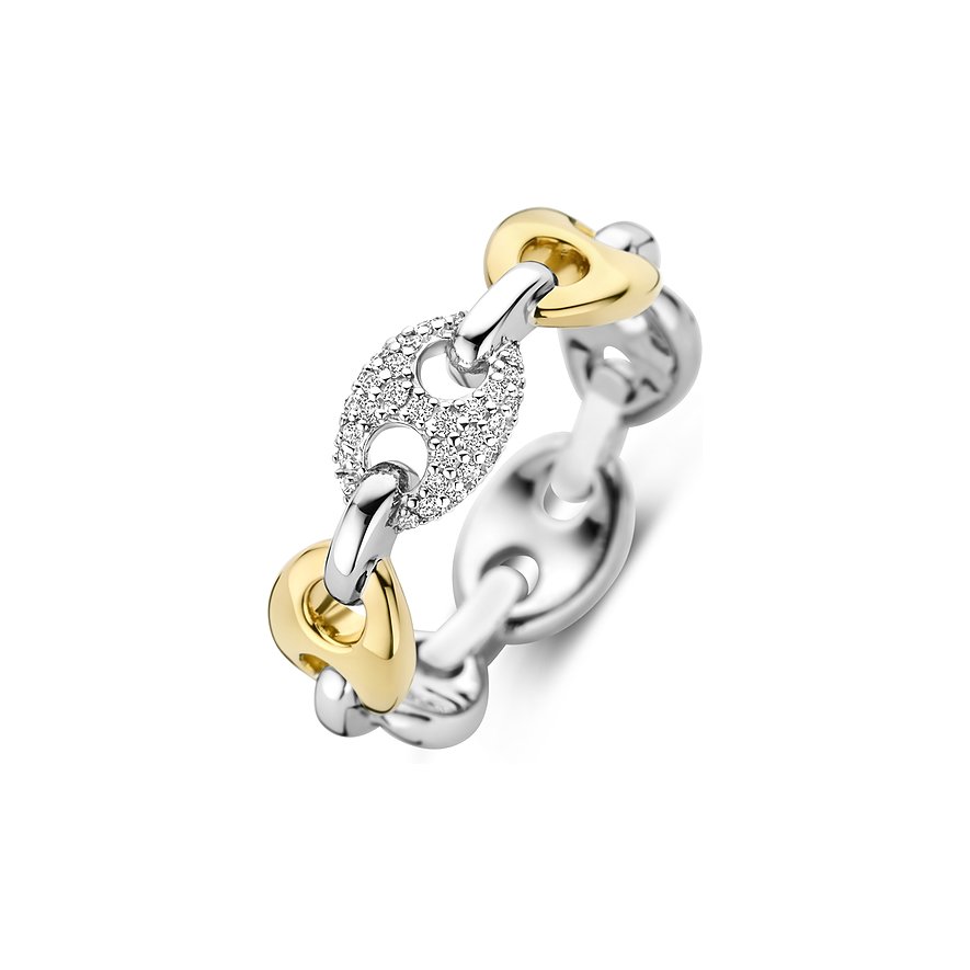 Ti Sento - Milano Damenring, Zirkonia, Damen, 925er Silber, gelbgold, Größe: 54