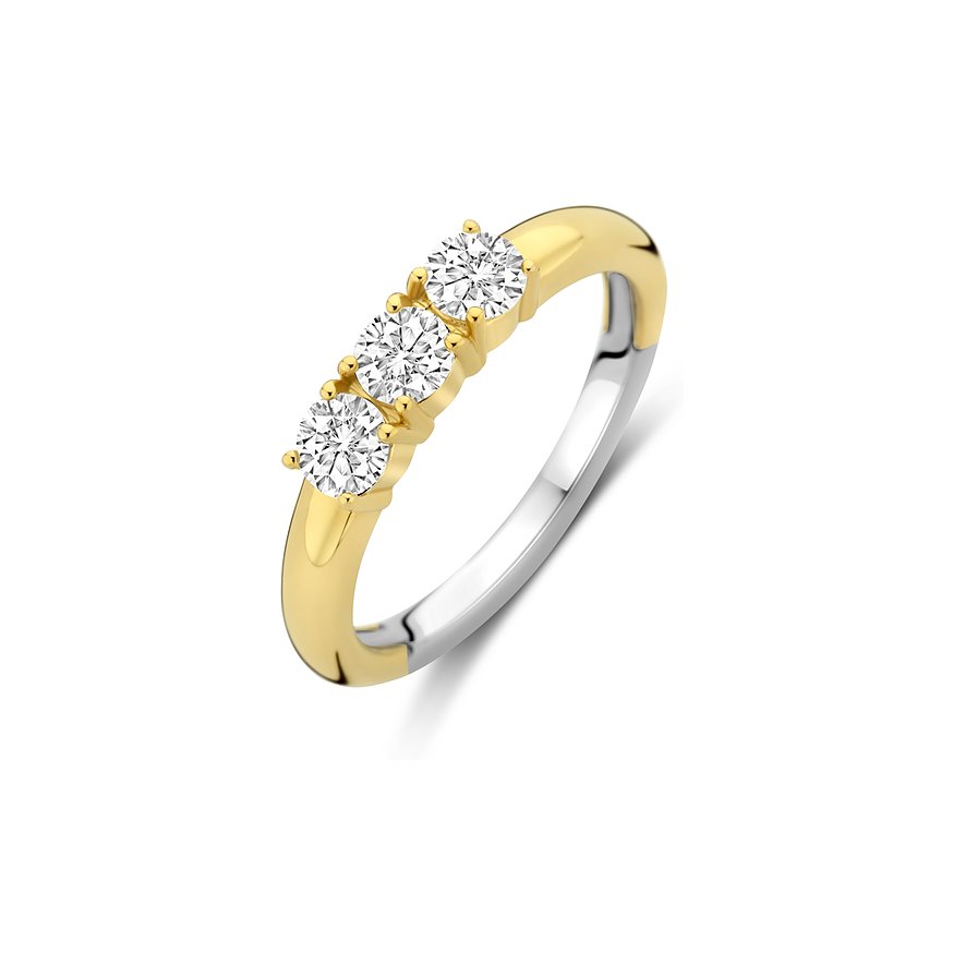 Ti Sento - Milano Damenring, Zirkonia, Damen, 925er Silber, gelbgold, Größe: 54