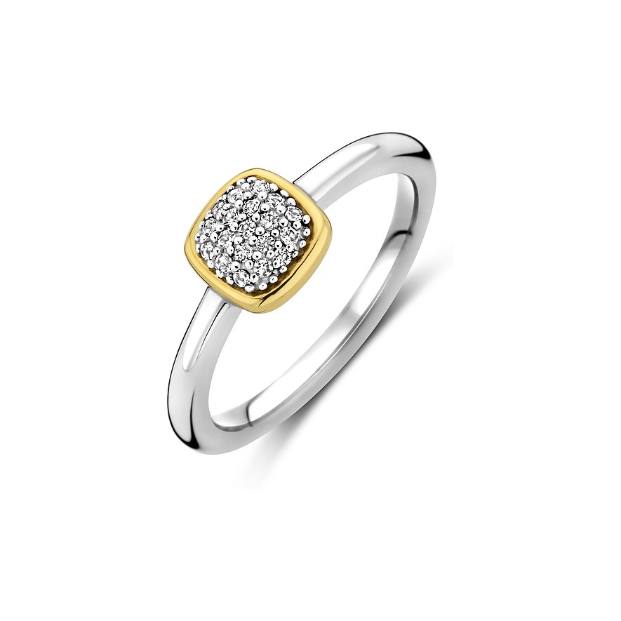 Ti Sento - Milano Damenring, Zirkonia, Damen, 925er Silber, gelbgold, Größe: 56