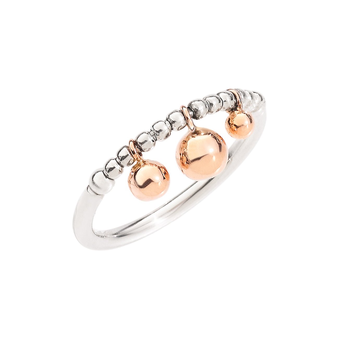 DoDo Ring aus 375 Roségold und 925 Silber mit Kugeln.