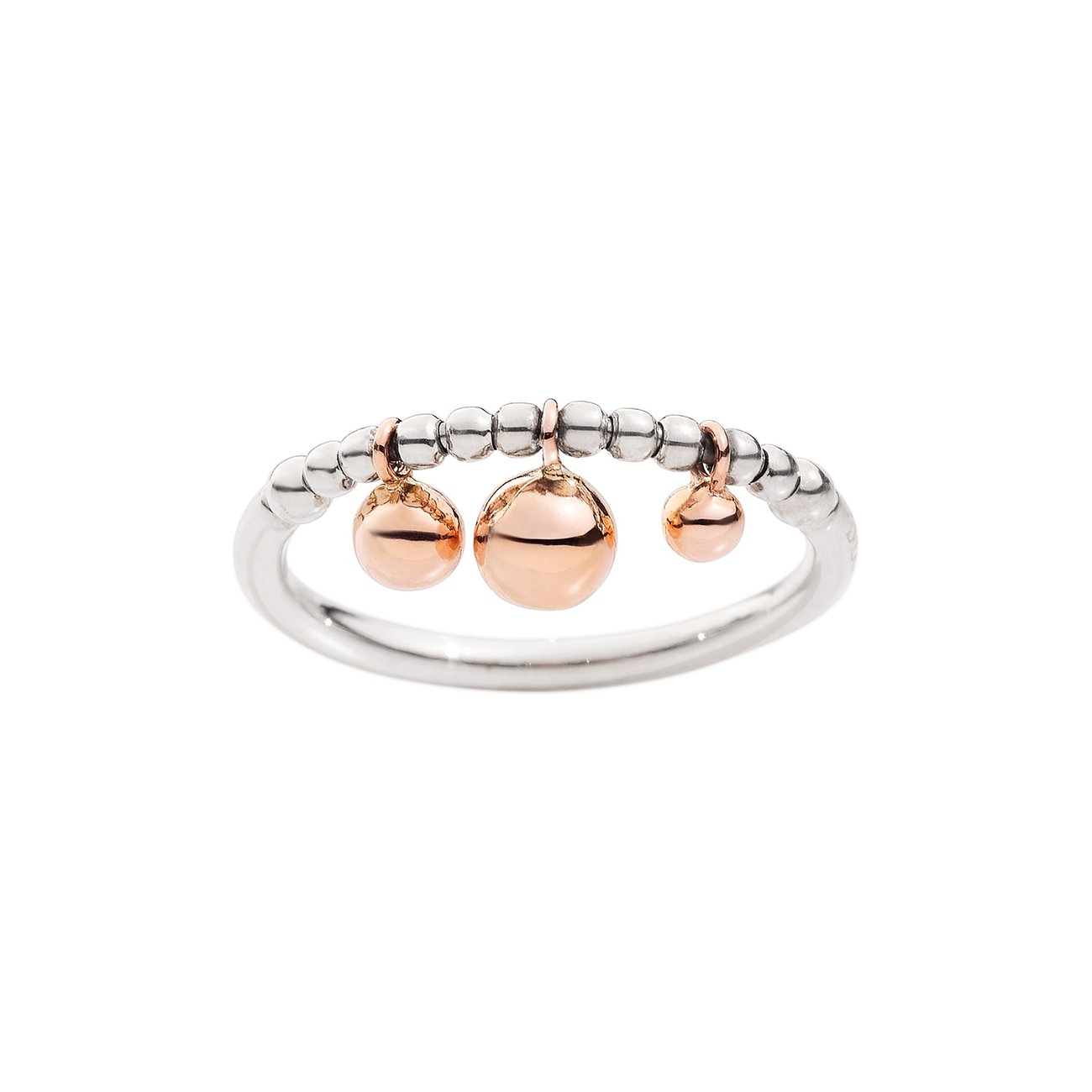 DoDo Ring aus 375 Roségold und 925 Silber mit Kugeldurchziehern.