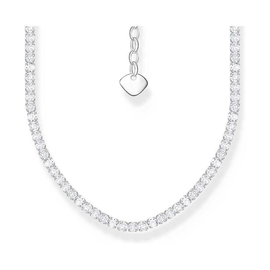 Thomas Sabo Kette, Zirkonia, Unisex, 925er Silber, weiß, Größe: 55