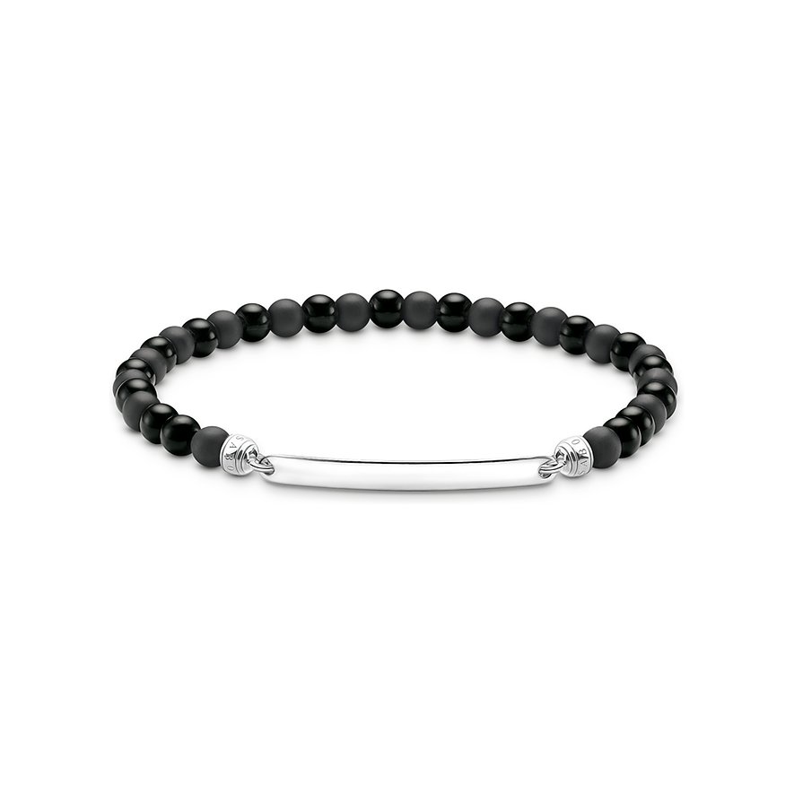 Thomas Sabo Armband Rebel at heart, Obsidian, Unisex, 925er Silber, schwarz, Größe: 21