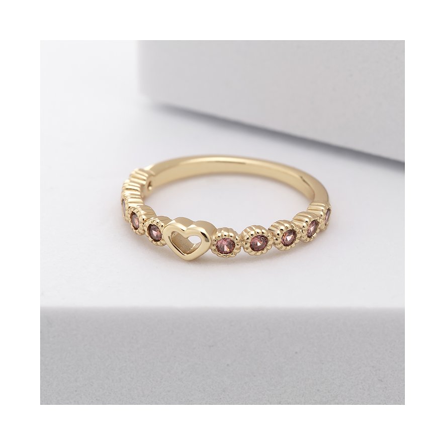 CHRIST Ring aus recyceltem 925er Silber mit Zirkonia und Herz-Anhänger.