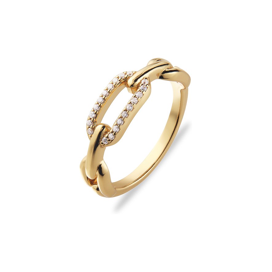 CHRIST Ring, Zirkonia, Damen, 925er Silber, recycelt, gelbgold, Größe: 50