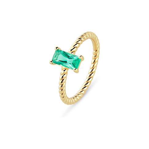 Bague CHRIST en argent recyclé 925 avec pierre verte.