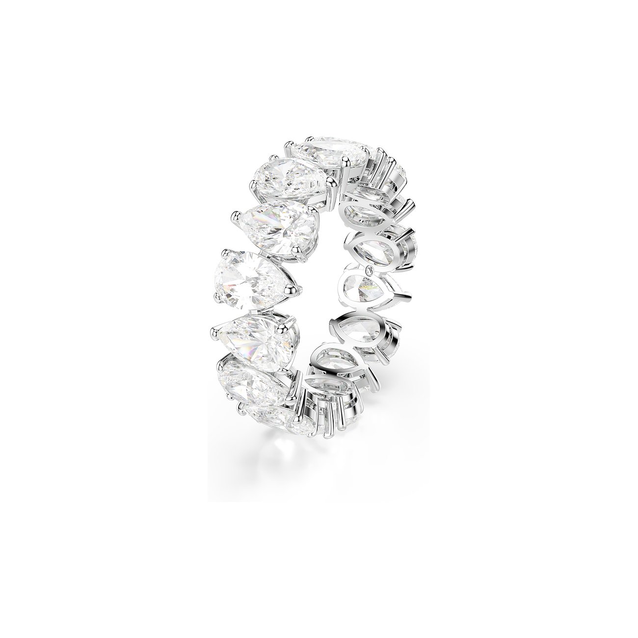 Swarovski Ring aus Metall mit tropfenförmigen Kristallen.