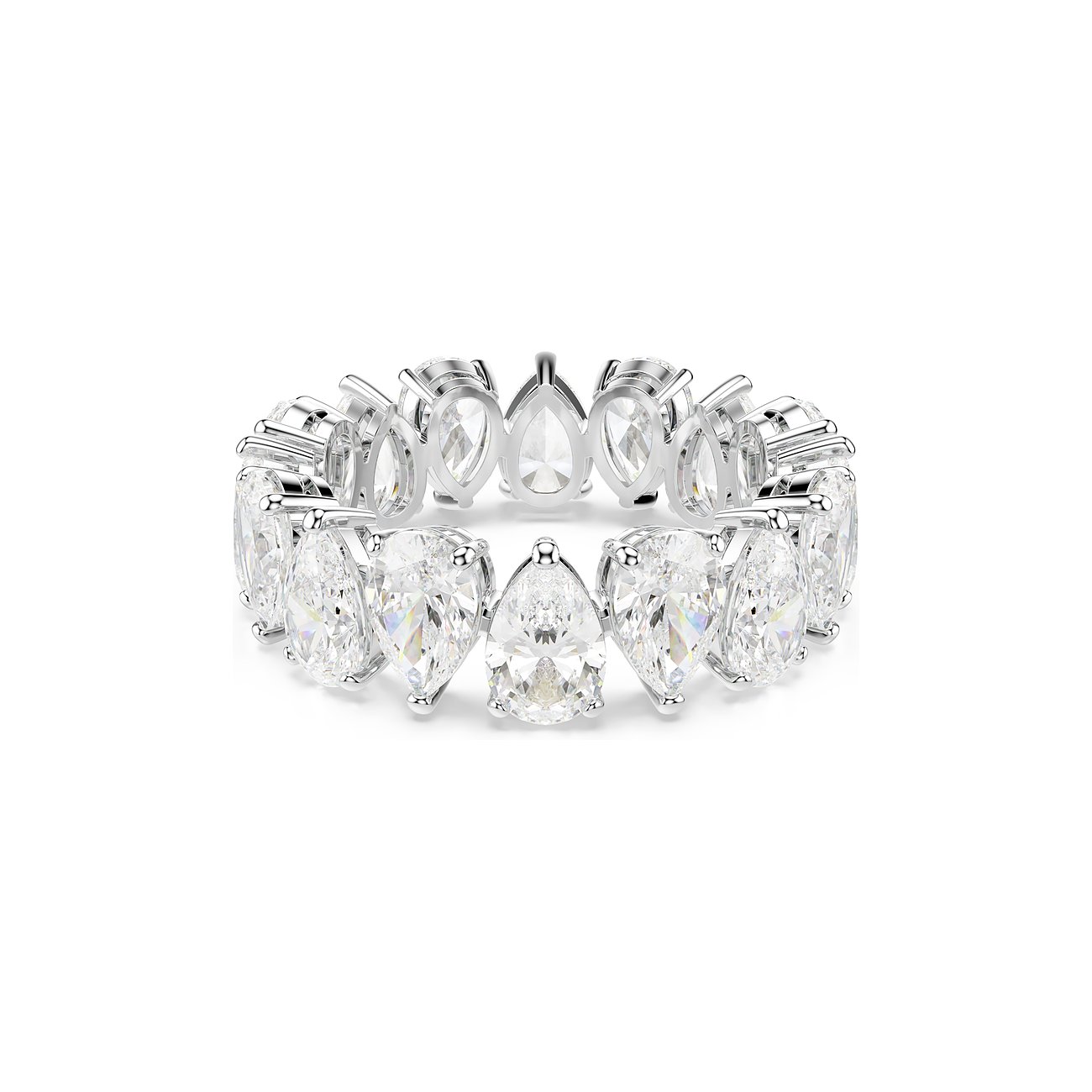 Swarovski Ring aus Metall mit klaren Kristallen in Tropfenform.