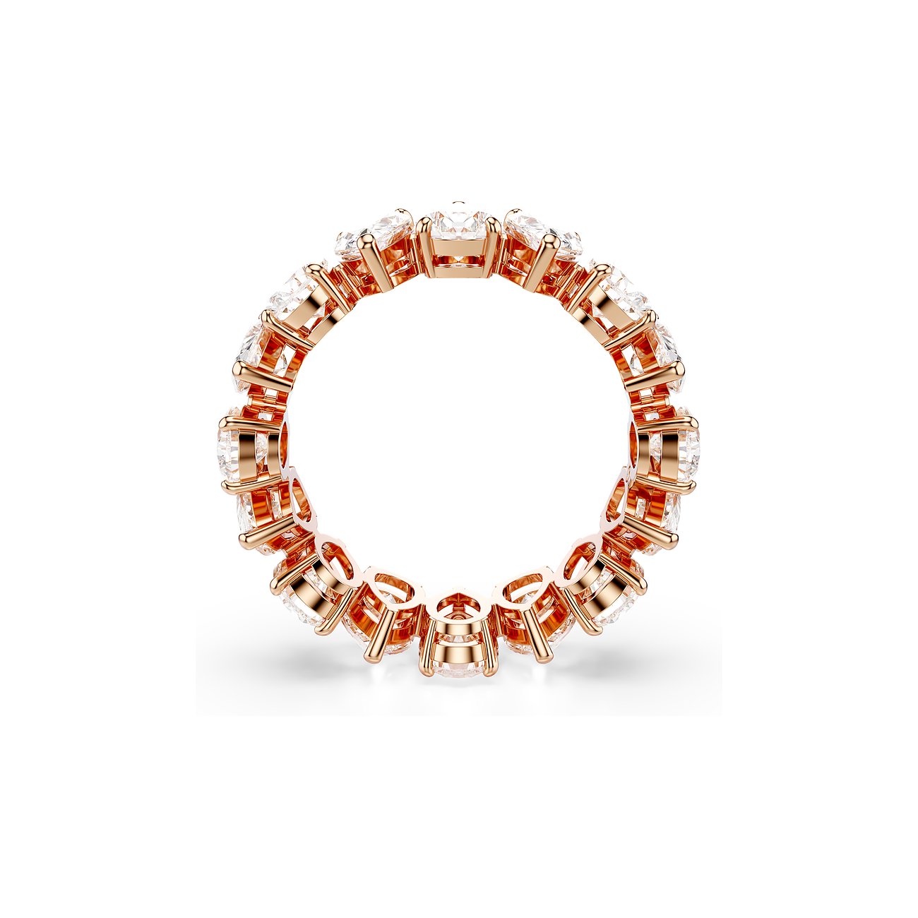 Swarovski Ring aus rosévergoldetem Metall mit weißen Kristallen.