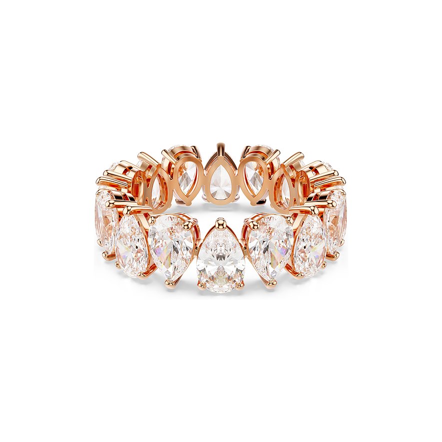 Swarovski Damenring aus roségoldfarbenem Metall mit tropfenförmigen Kristallen.