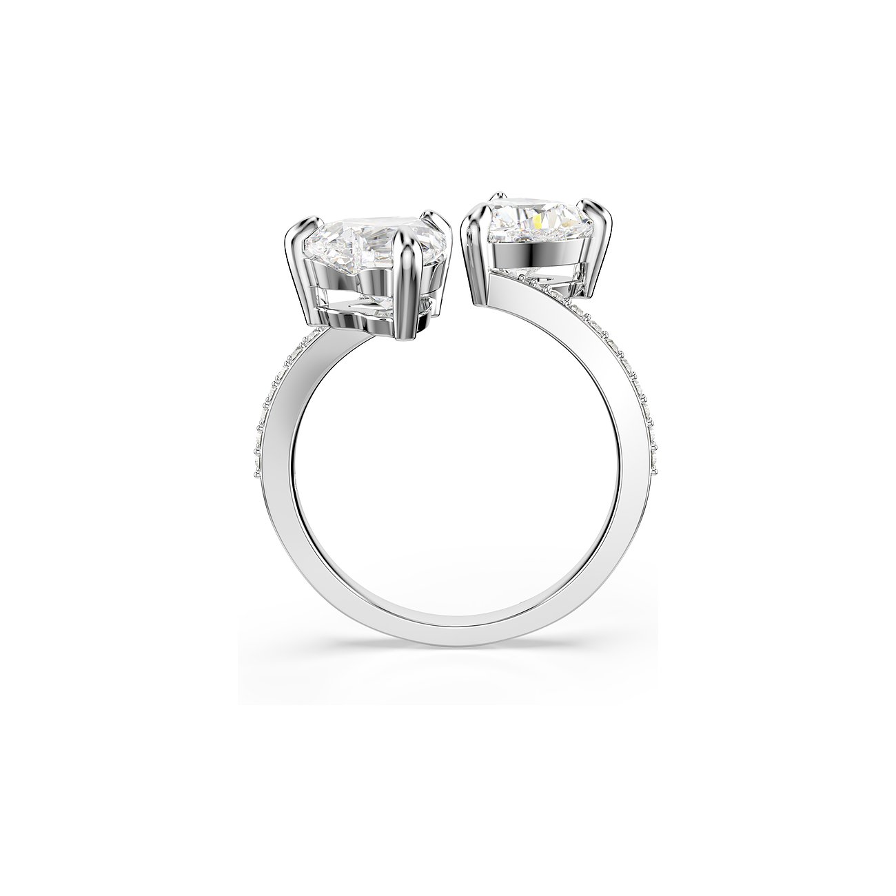 Swarovski ring met kristallen en zilverkleurig metaal.