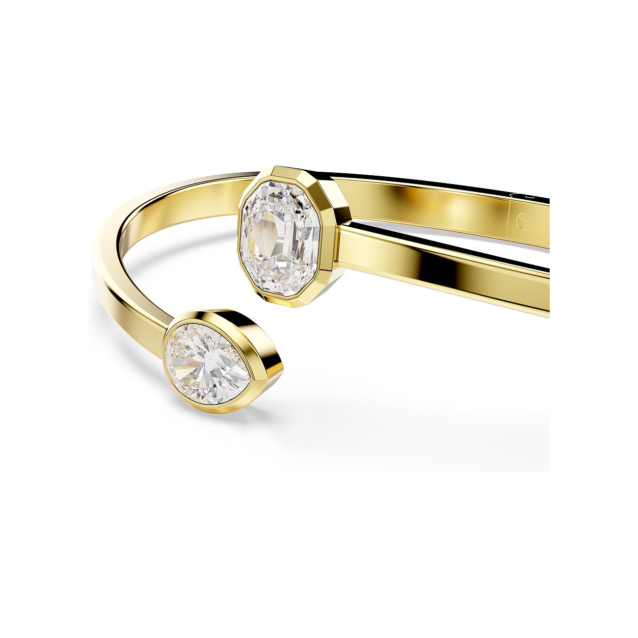 Swarovski Armband aus Metall mit Kristallen, offen, mit einem achteckigen Stein.