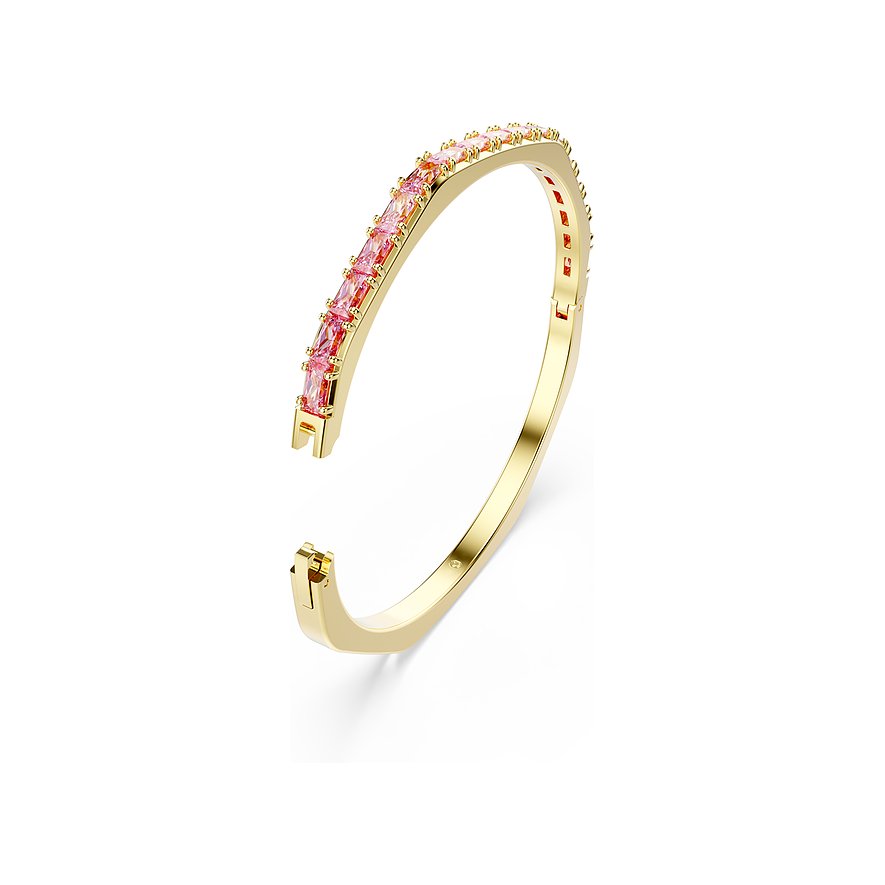 Swarovski Armband aus goldfarbenem Metall mit rosa Kristallen.