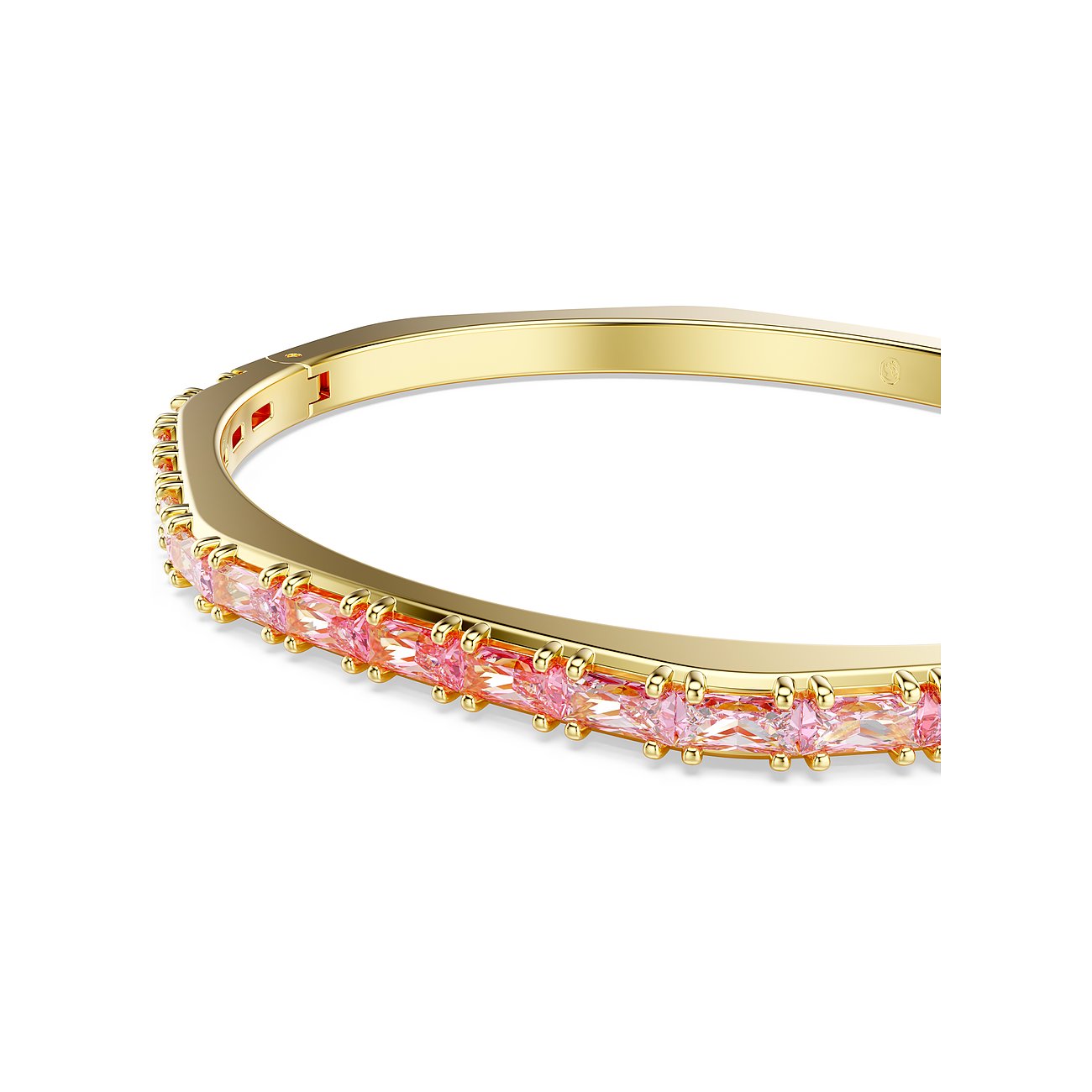 Swarovski Armband aus Metall mit pinken Kristallen, rechteckiger Schliff.