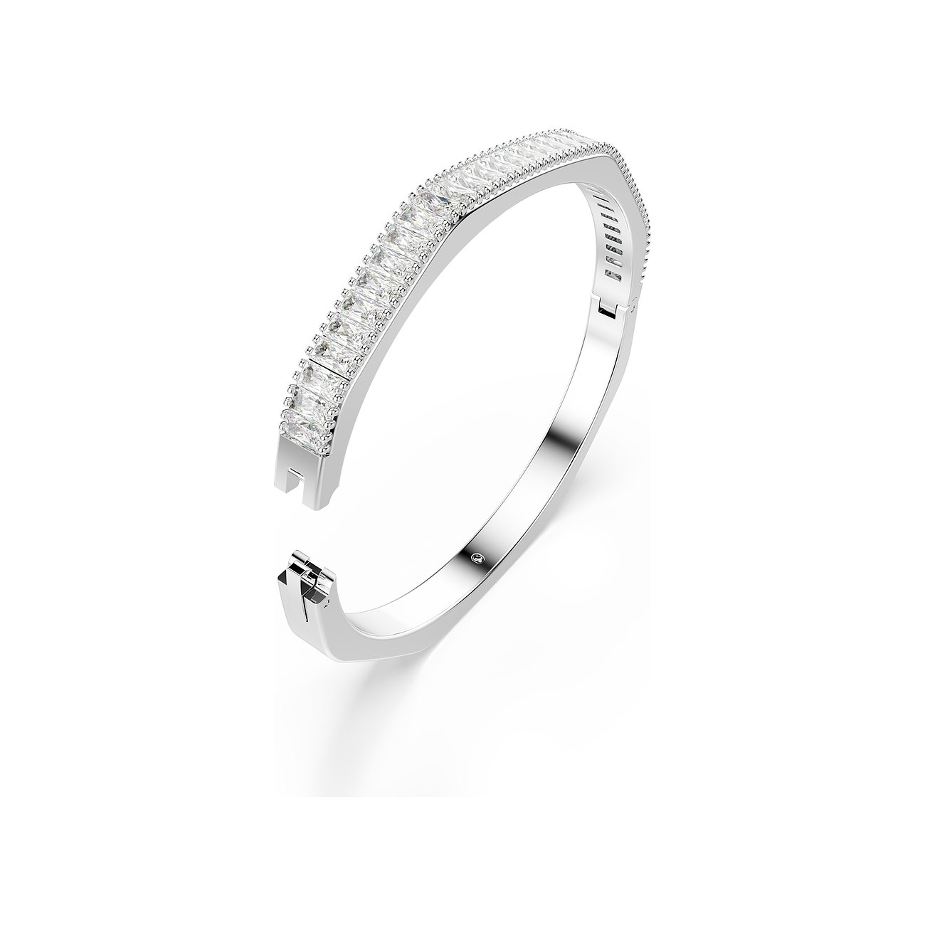 Swarovski Armband aus Metall mit rechteckigen Kristallen.