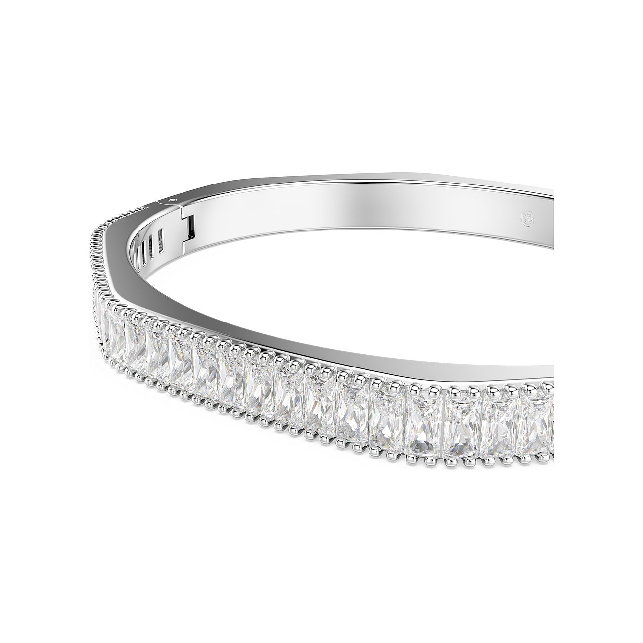 Swarovski Armband aus Metall mit rechteckigen Kristallen, silberfarben.