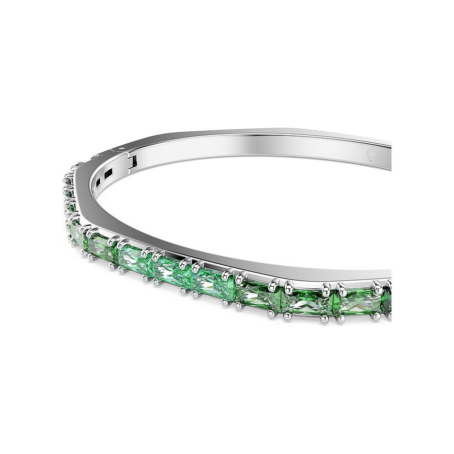 Swarovski Armband aus Metall mit grünen Kristallen.
