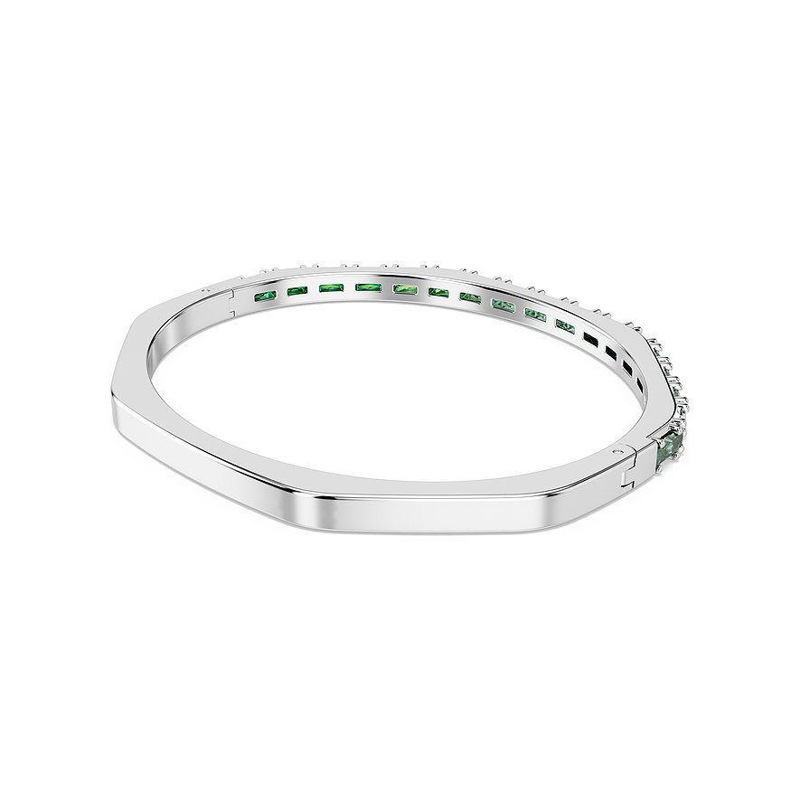 Swarovski Armband aus Metall mit grünen Kristallen, rechteckig.
