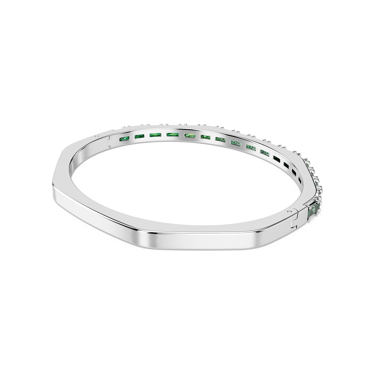 Swarovski Armband aus Metall mit grünen Kristallen, rechteckig.