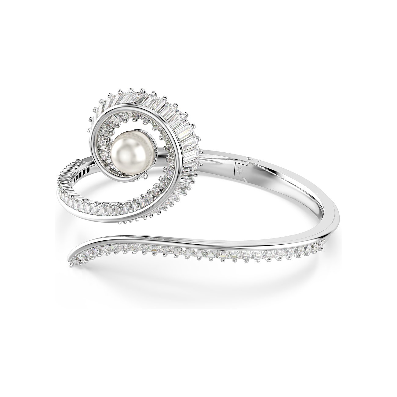 Swarovski Armband aus Metall mit Kristallen, Perle und Spiraldesign.