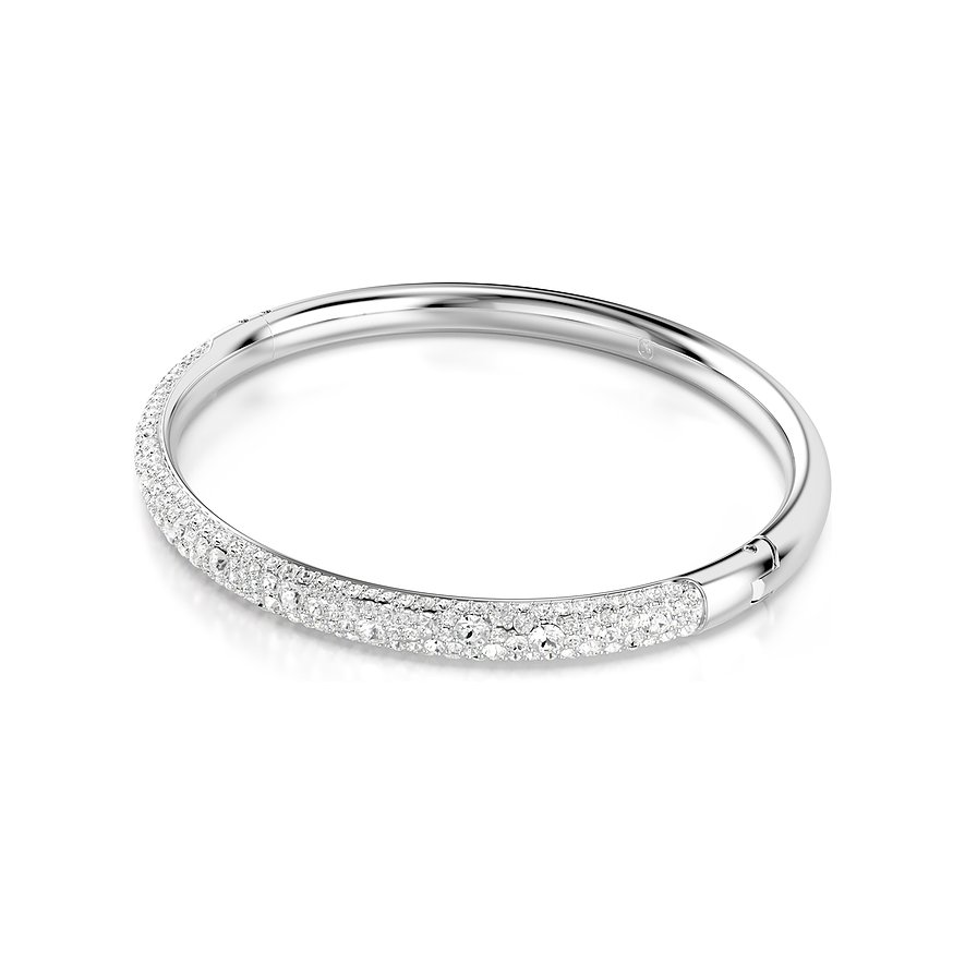 Swarovski armband van zilverkleurig metaal met drie rijen heldere Swarovski-kristalkleurige stenen.