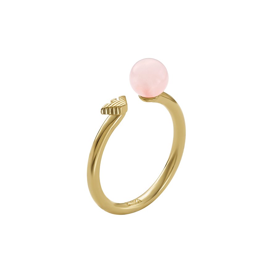 Emporio Armani Damenring, Rosenquarz, Damen, Metall, gold, Größe: 50
