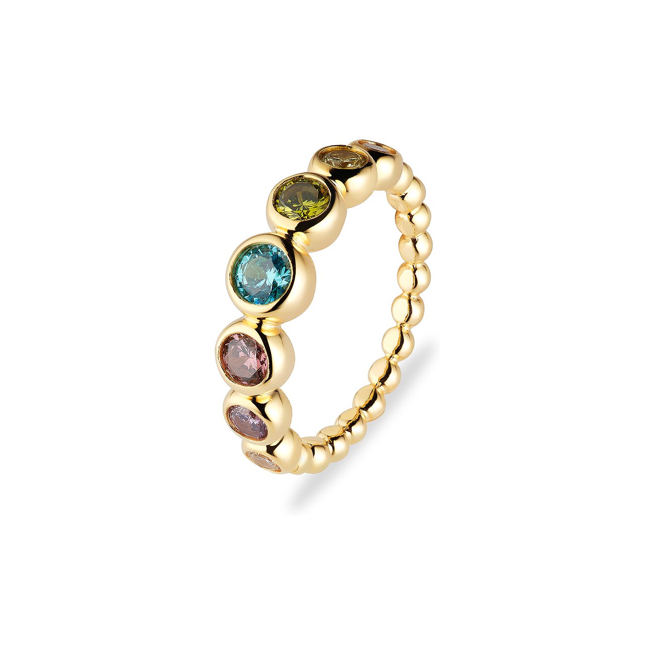 JETTE Ring aus 925er recyceltem Silber mit bunten Zirkonia.