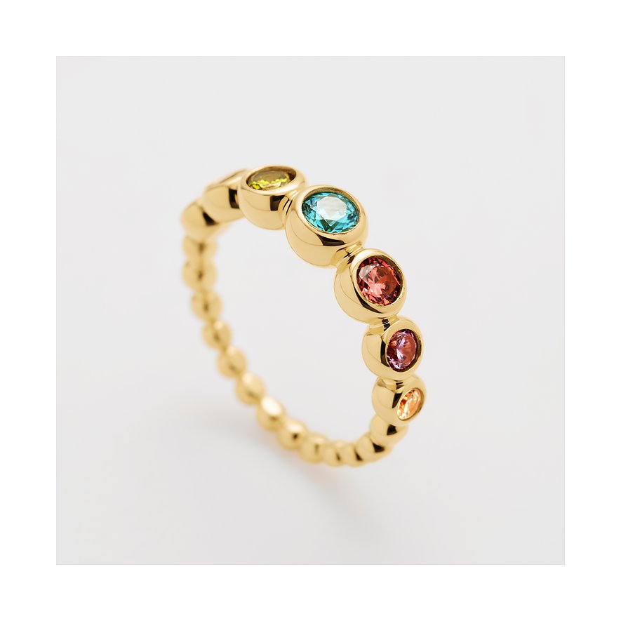 JETTE Ring aus 925 recyceltem Silber mit bunten Zirkonia.