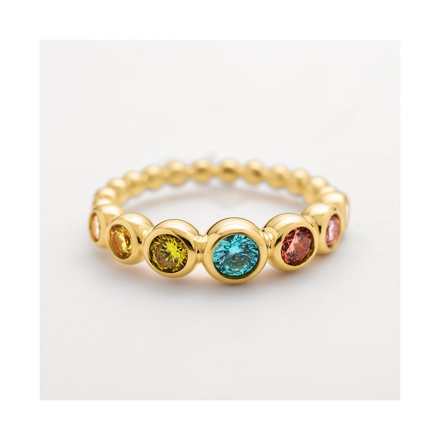 JETTE Ring aus 925 recyceltem Silber mit bunten Zirkonia.
