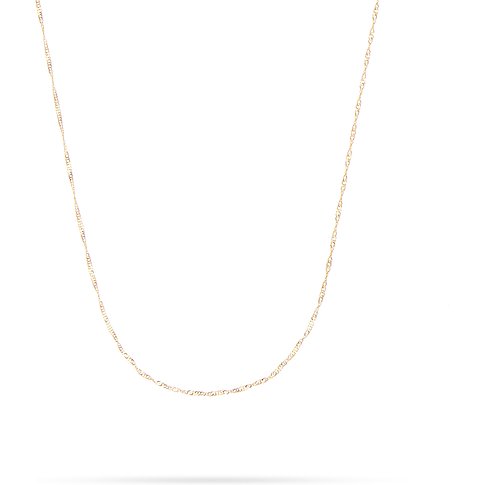 FAVS Halsschmuck: Eine schlichte, goldene Erbskette aus 375er Gelbgold ist in einer sanften U-Form ausgelegt.