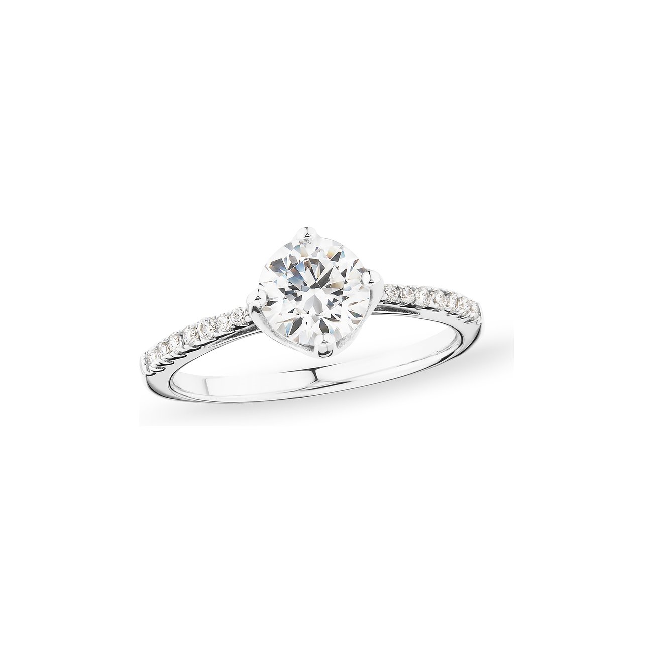 CHRIST Ring aus 925er Silber mit groβem Zirkonia und kleineren Farbedelsteinen seitlich.