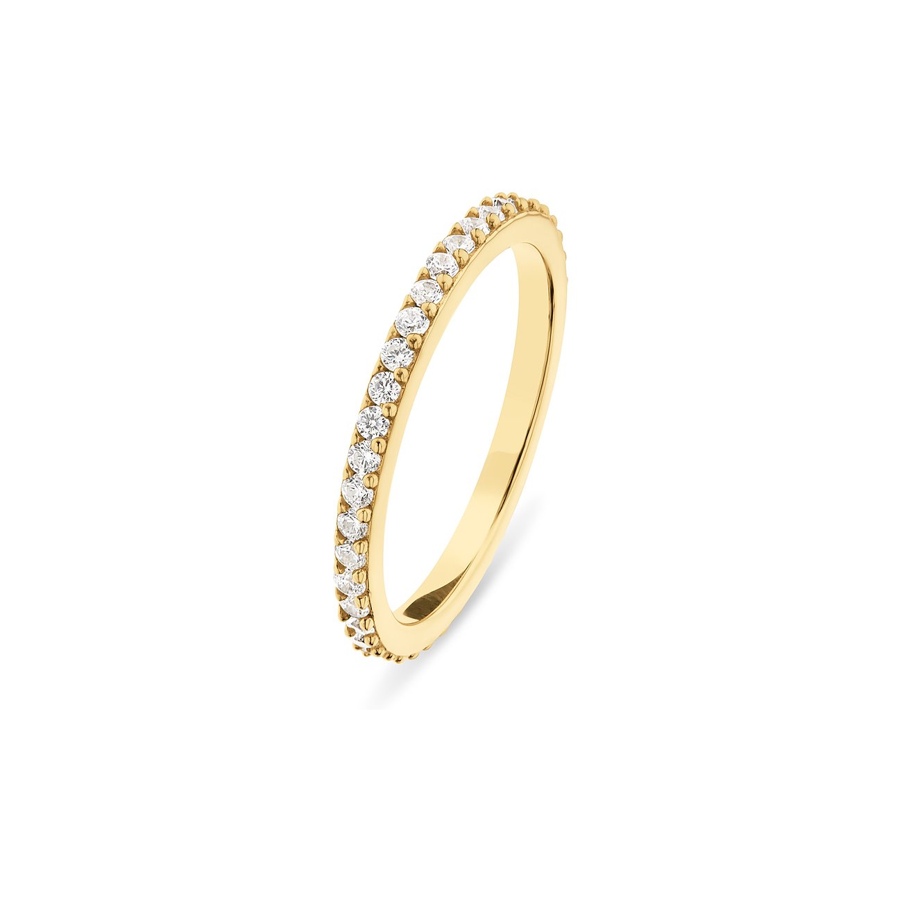 CHRIST Eternity Ring aus goldfarbenem 925er Silber mit einer Reihe funkelnder Zirkonia-Steine.