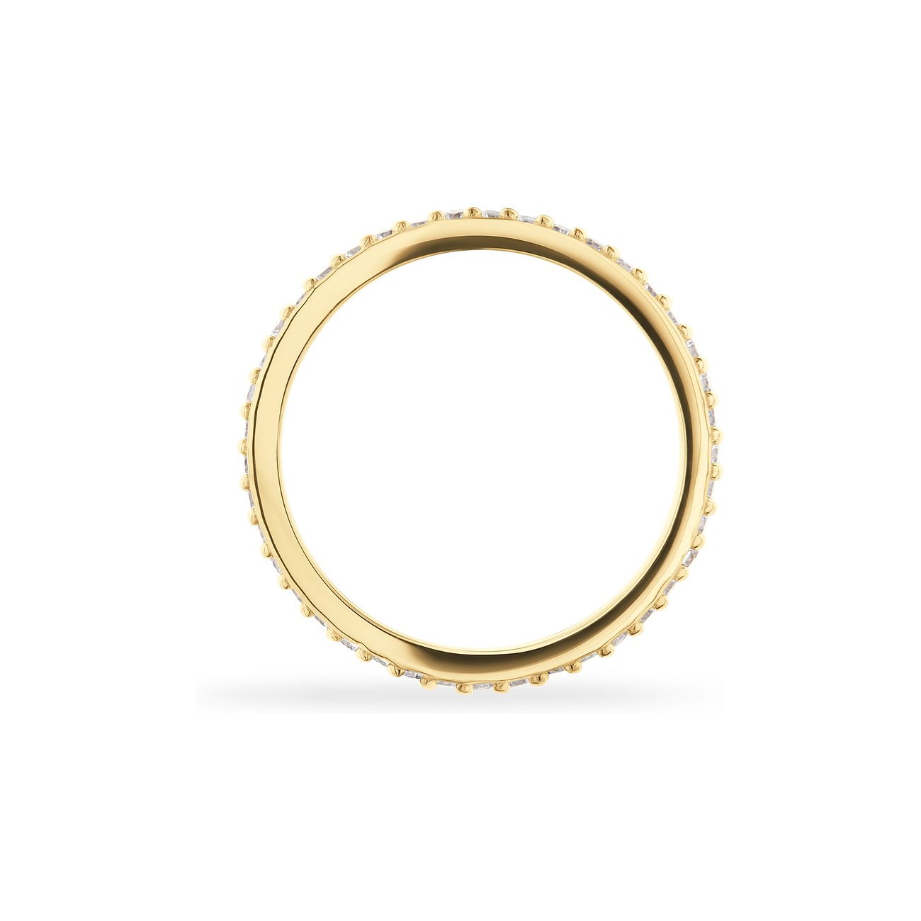 CHRIST Ring aus goldfarbenem 925er Silber mit umlaufenden Zirkonia-Farbsteinen, schräg von oben betrachtet.