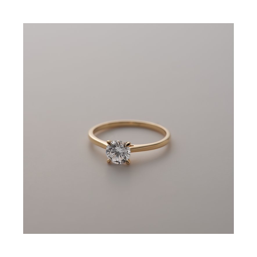 CHRIST Ring aus 585 Gelbgold mit einem runden Diamanten in einer Krappenfassung.