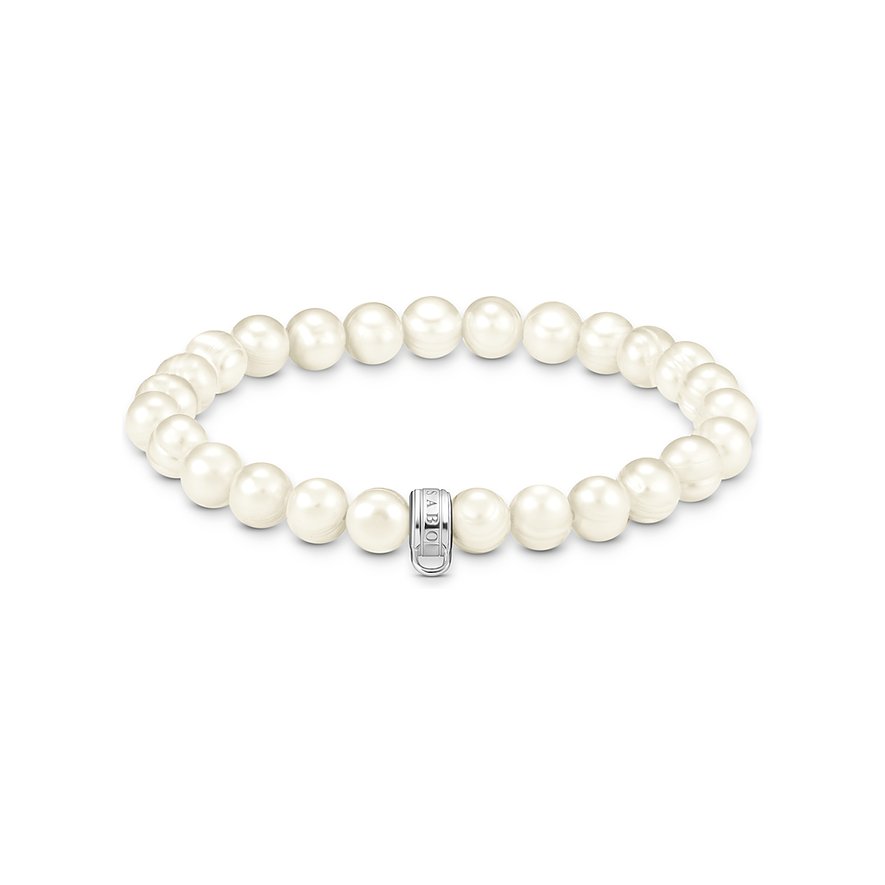 Thomas Sabo Armband Carrier, Süßwasserperle, Unisex, 925er Silber, weiß, Größe: 19