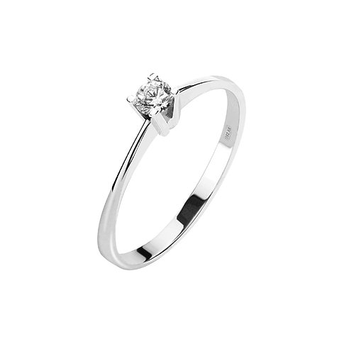 CHRIST Ring aus 585 Weißgold mit Diamant im Solitärschliff.