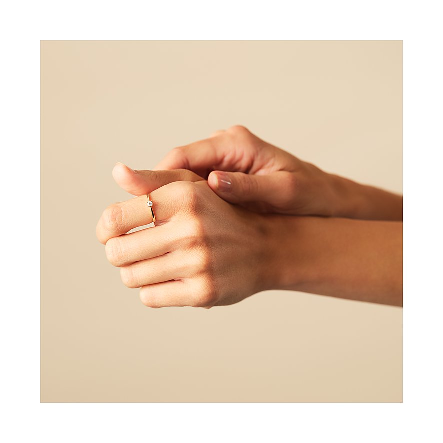 CHRIST Ring aus 585 Gelbgold mit einem Diamanten.