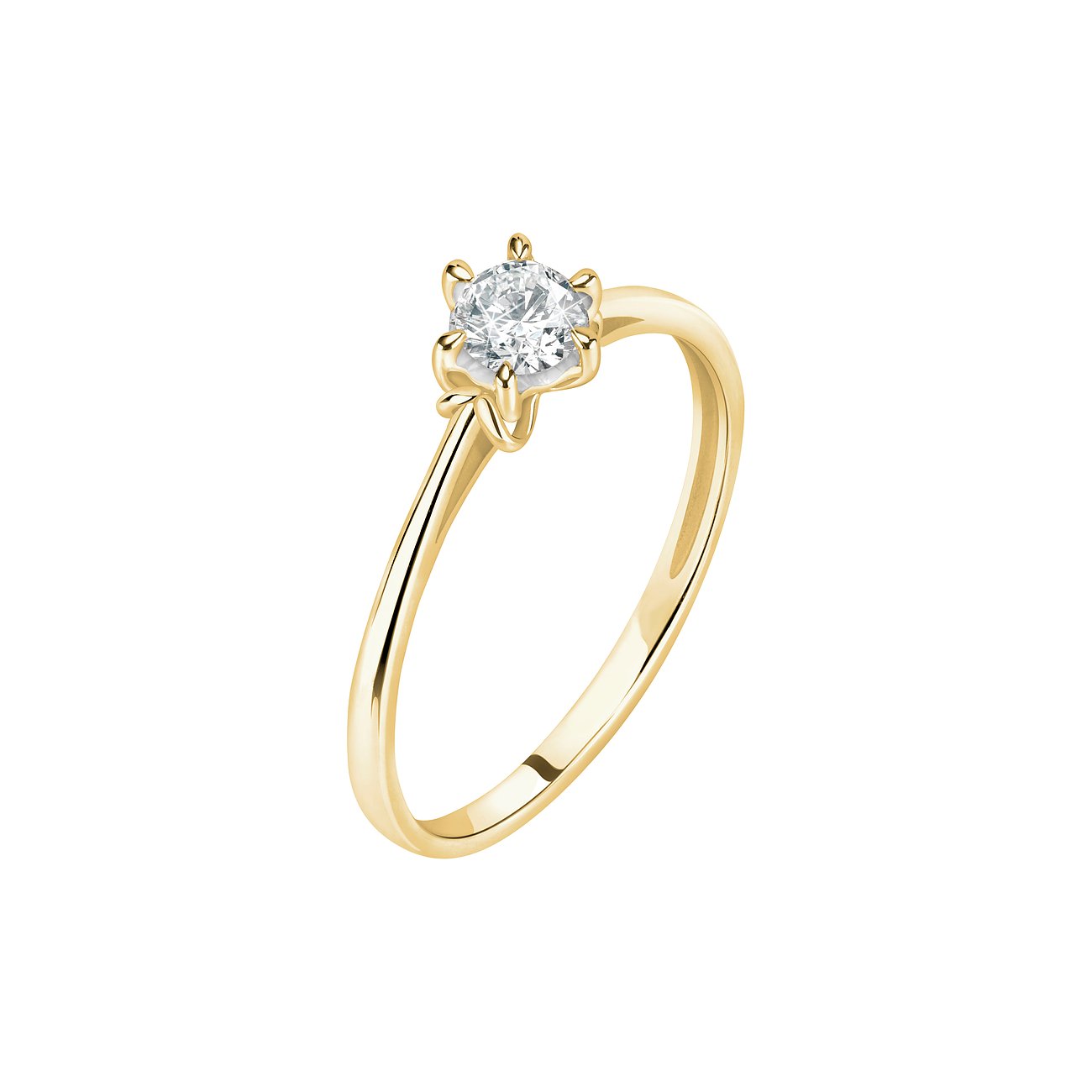CHRIST Ring aus 585 Gelbgold mit Diamant und sechs Krappenfassung.