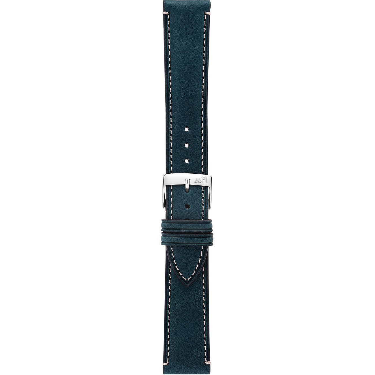 Morellato Uhrenarmband aus veganem Leder in Dunkelblau mit Edelstahlschnalle.