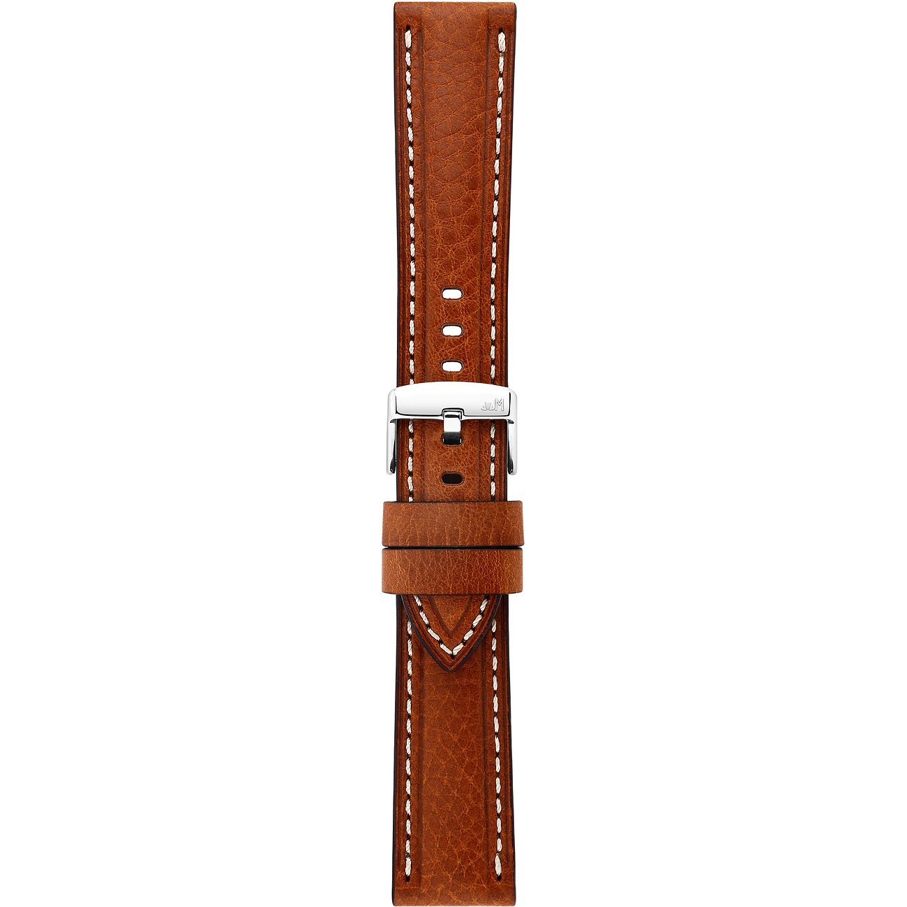 Braunes veganes Lederarmband von Morellato mit weißer Naht und Dornschließe aus Edelstahl.